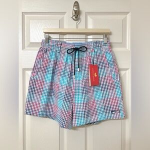 NEW Southern Marsh Men’s Seersucker Gingham Dockside Swim Trunks Size XS Beach
